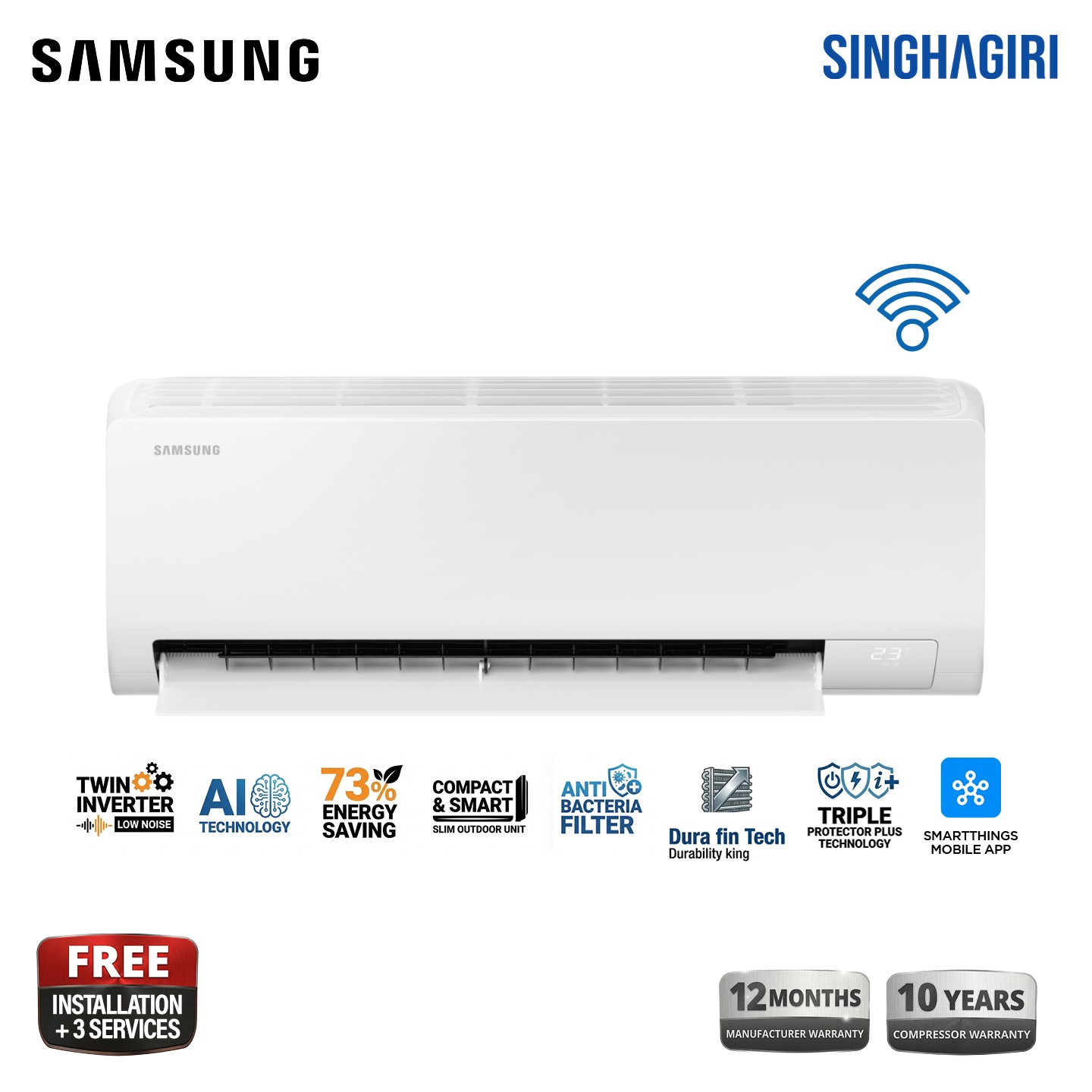 Samsung 18000 BTU Inverter Premium Smart Wi-Fi Air Conditioner