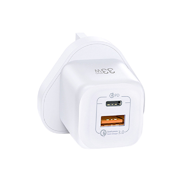 WiWU Ry-U33 33W GaN Fast Charger USB-C + QC3.0 Power Adapter