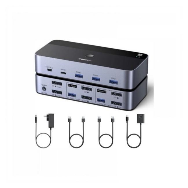 Ugreen 8K@60Hz DisplayPort KVM Switch (2 Monitors, 2 Computers)