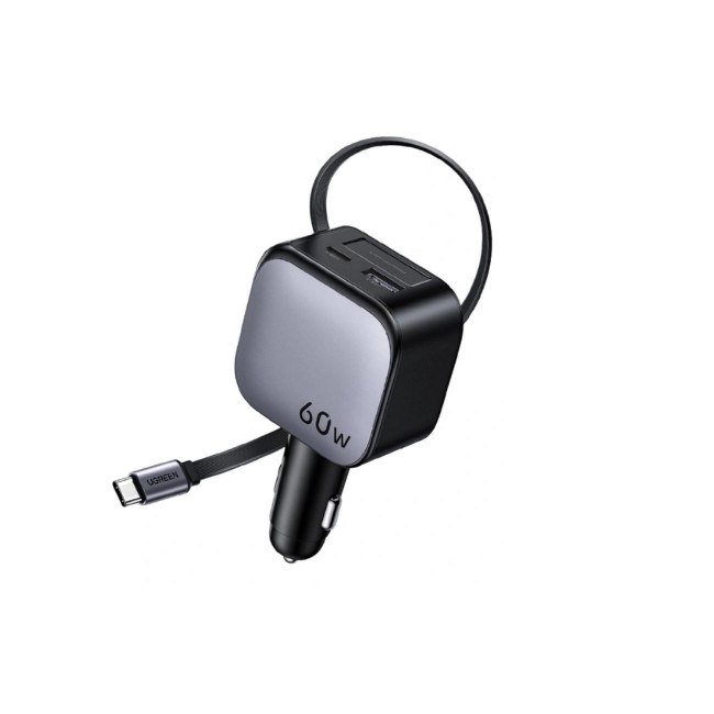 Ugreen Nexode 60W Fast Car Charger with Retractable USB-C Cable