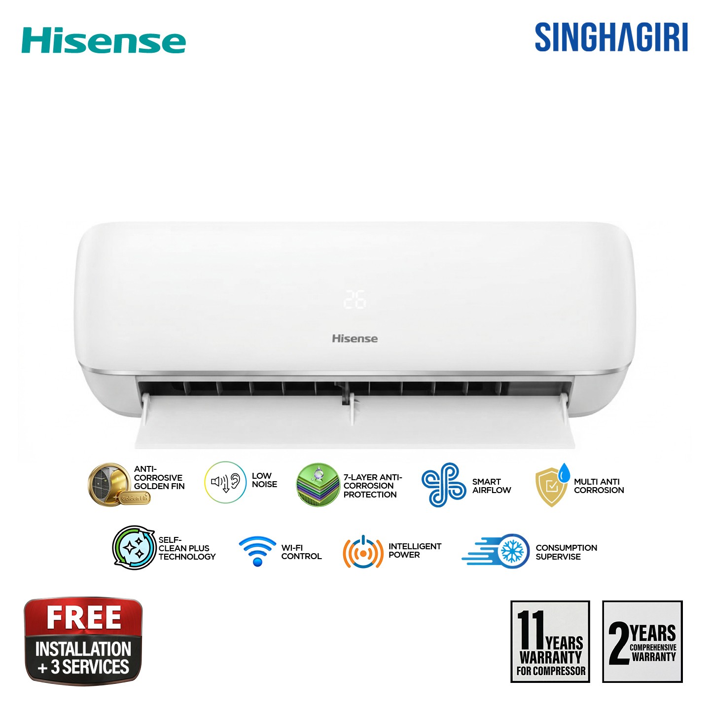 Hisense K Series 18000 BTU Inverter Air Conditioner with Wi-Fi