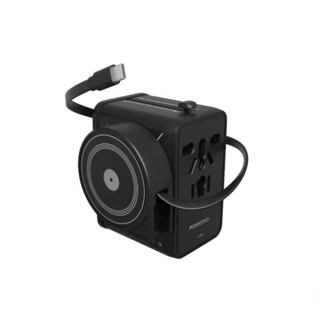 Porodo Voyage 70W Universal Travel Adapter with Retractable Type-C Cable